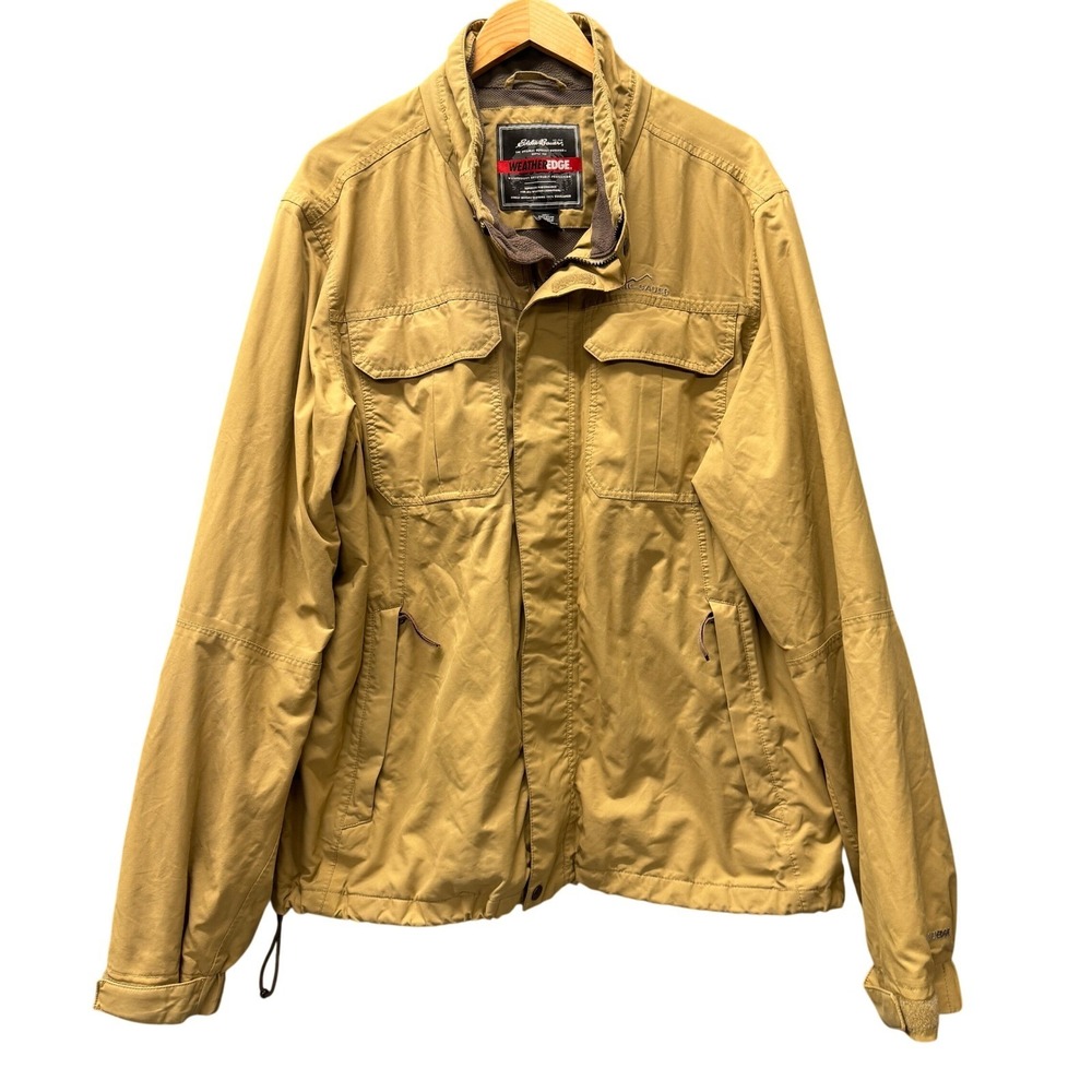 Eddie Bauer Field Jacket Mens XL Tall WeatherEdge Tan Outdoor Waterproof NOTE‎